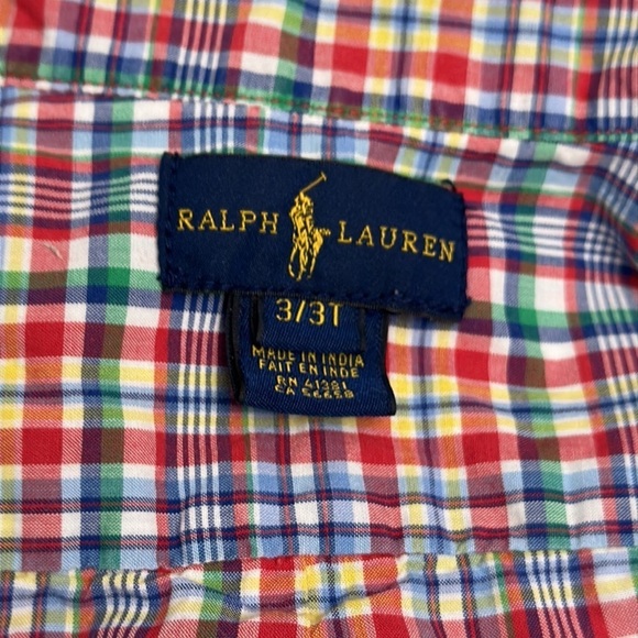Ralph Lauren Polo Child's BoyLS Shirt Plaid Multi Color Gold Horse size 3T - Picture 10 of 14